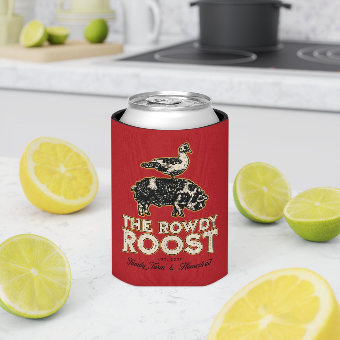 Rowdy Roost koozie